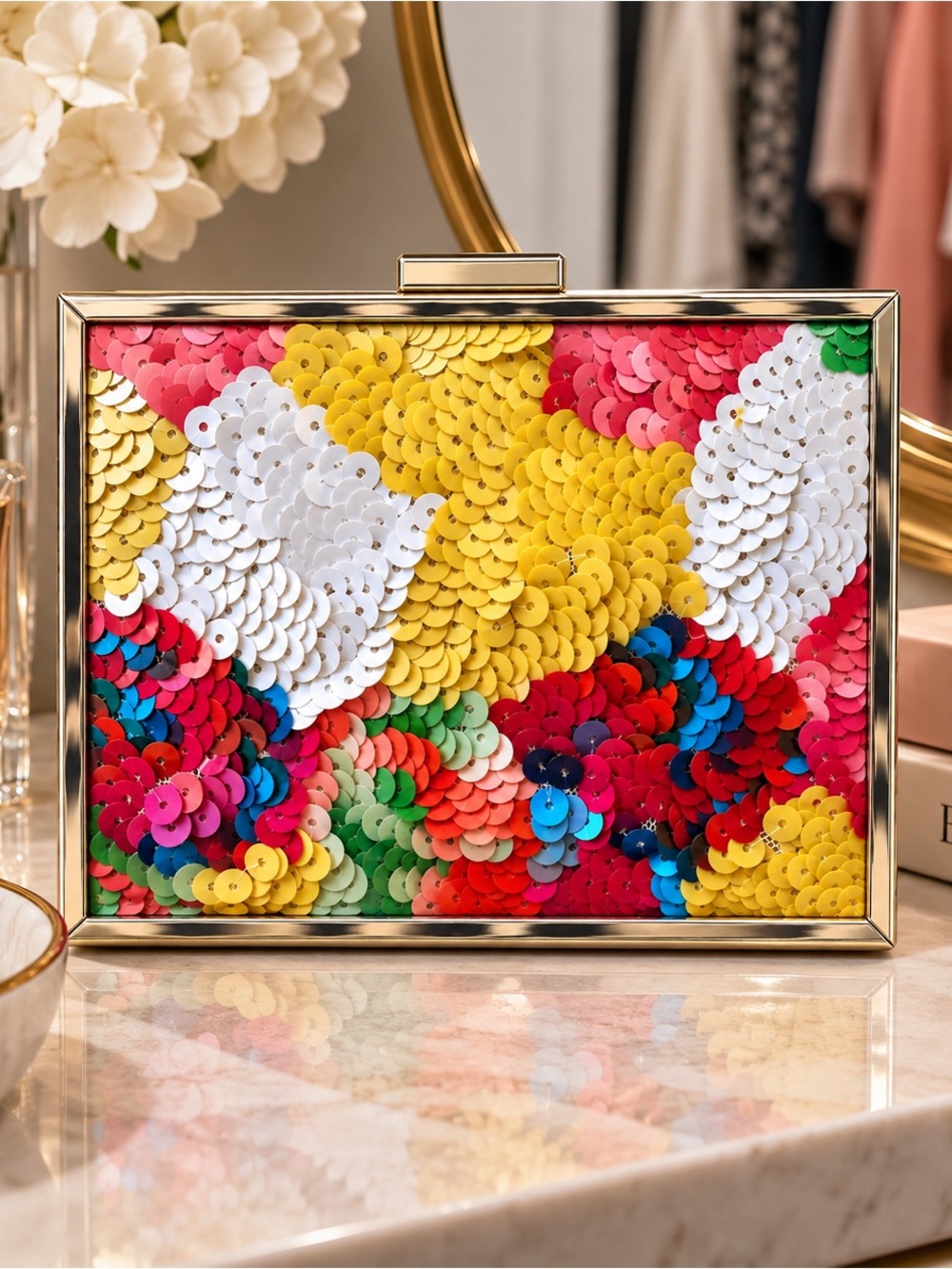 Natasha Couture Clutch Multicolored Vibrant Rectangular Evening Clutch